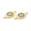 Rack Plating Brass Micro Pave Blue & Clear Cubic Zirconia Connector Charms KK-D087-02G-3