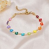 Miyuki Glass Seed Daisy Flower Beaded Bracelet for Women BJEW-A121-66-4