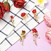 5Pcs 5 Styles Rose Flower Alloy Resin Lapel Pin Brooches for Backpack Clothes JEWB-CJ0003-53-5