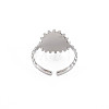 Non-Tarnish 304 Stainless Steel Flat Round with Initial Letter Open Cuff Ring for Men Women RJEW-S405-246P-D-2