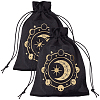 2Pcs Moon Printed Velvet Drawstring Storage Bags for Tarot Card ABAG-CN0001-79B-1