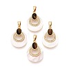 Natural Tiger Eye with White Shell Pendants KK-N287-11G-02-1