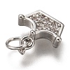 Brass Micro Pave Clear Cubic Zirconia Charms ZIRC-C020-39P-3