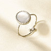 304 Stainless Steel with Natural Shell Cuff Open Rings for Women IP2292-1-1