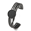 304 Stainless Steel Multi-strand Cuff Bracelet Blanks with Flat Round Bezel Settings SA-CBA4160-01C-EB-1