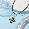 Glass Seed Cross Pendant Necklaces NJEW-MZ00025-04-2