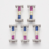 Brass Cubic Zirconia Slide Charms ZIRC-S063-01I-P-1