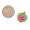 Glass Seed Beaded Heart with Rose Pendants PALLOY-MZ01030-04-2