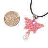 Glass Seed Beads Beaded Butterfly Pendant Necklaces NJEW-MZ00083-02-3