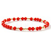 Plastic & Brass Beaded Stretch Bracelet for Women JP1152-12-1