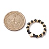 Glass Stretch Rings with Golden Plated Star & Moon Brass Beads RJEW-JR00660-03-4