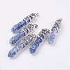 Natural Blue Spot Jasper Big Pointed Pendants G-G738-A-30-1