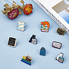 9Pcs 9 Style Cat & Book & Word Enamel Pins JEWB-HY0001-15-4