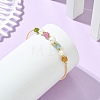Copper French Wire & Round Natural Multicolor Tourmaline & Cultured Freshwater Pearl Cuff Bangle for Women BJEW-JB13991-2