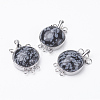 Natural Snowflake Obsidian Box Clasps G-E427-01P-2