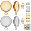 48Pcs 2 Styles Stainless Steel Stud Earring Findings STAS-BBC0010-23A-1