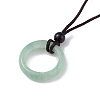 Natural Green Aventurine Ring Pendant Necklace with Nylon Cord for Women NJEW-F306-02D-1