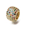 Brass Micro Pave Cubic Zirconia European Large Hole Beads KK-C262-17G-04-2