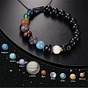 10MM Natural Black Obsidian Alphabet Beaded Braided Bracelets TO2319-15-2