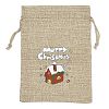 Christmas Printed Burlap Packing Pouches Drawstring Bags ABAG-Q053-02B-08-1