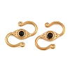 304 Stainless & Natural Obsidian S-Hook Clasps SA-CBA3073-02G-01-1