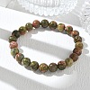 Natural Unakite Round Beaded Stretch Bracelets GG-CBA12F1-02A-07-2