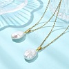 Natural Baroque Keshi Pearl Oval Pendant 304 Stainless Steel Cable Chain Necklaces NJEW-JN06135-1