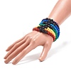 7Pcs 7 Colors Acrylic & Natural Lava Rock Round Beaded Stretch Bracelets Sets BJEW-JB08551-3