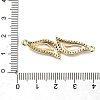 Brass Micro Pave Clear Cubic Zirconia Double Leaves Connector Charms KK-L229-057G-3