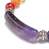 Natural Mixed Gemstone Curved Rectangle Beaded Stretch Bracelet BJEW-JB08987-5