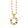 Brass Pave Colorful Cubic Zirconia Initial Pendant Necklaces FS-WG26597-15-1