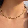 304 Stainless Steel Crystal Rhinestone Papperclip Chain Necklaces for Women SA-CBA8C9C-09G-1