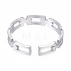 304 Stainless Steel Rectangle Wrap Open Cuff Ring RJEW-T023-70P-2