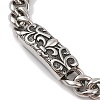 Ion Plating(IP) 304 Stainless Steel Flower Link Chain Bracelets for Men BJEW-B096-48B-AS-2