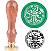 Brass Wax Seal Stamp with Handle AJEW-WH0184-0556-1