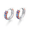 Colorful Enamel Flower Hoop Earrings EJEW-N011-105P-1