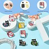 9Pcs 9 Styles Cartoon Cat & Flower Enamel Pins JEWB-SZ0002-07-5