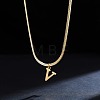 316 Surgical Stainless Steel Initial Pendant Flat Snake Chain Necklaces for Women WGC1053-22-1