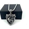 Vintage 304 Stainless Steel Skull Shield with Dragon Pendant Necklaces for Men IV2024-5