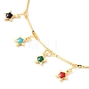 Brass Enamel Star Charm Anklets AJEW-AN00344-04-2