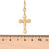 Crucifix Cross with Oval Rosary Bead Necklace NJEW-E070-33G-1-3