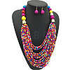 Bohemian Alloy & Resin & Glass Seed Beaded Multilayer Necklaces & Dangle Earrings FS-WG32A45-07-1