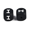 20Pcs Black Cube Letter Silicone Beads 12x12x12mm Square Dice Alphabet Beads with 2mm Hole Spacer Loose Letter Beads for Bracelet Necklace Jewelry Making JX433I-2