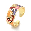 Brass Micro Pave Cubic Zirconia Enamel Cuff Rings for Women RJEW-L113-019G-03-4