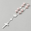 Plastic Imitation Pearl Link Alloy Virgin Cross Charm Rosary Bracelets BJEW-WH0041-52-2