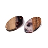 Transparent Resin and Walnut Wood Pendants RESI-T057-03B-2