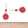 Flower Glass Seed Beads Dangle Earrings EJEW-MZ00697-6