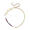 Natural Amethyst & Pearl Round Beaded Butterfly Anklets AJEW-AN00795-02-3
