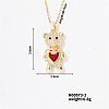 Fashionable Brass Pave Ruby Rhinestone Cable Chain Heart Bear Pendant Necklaces for Women XK4018-2-1