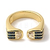 Arch Rack Plating Brass Micro Pave Cubic Zirconia Cuff Rings for Women RJEW-G323-09G-3